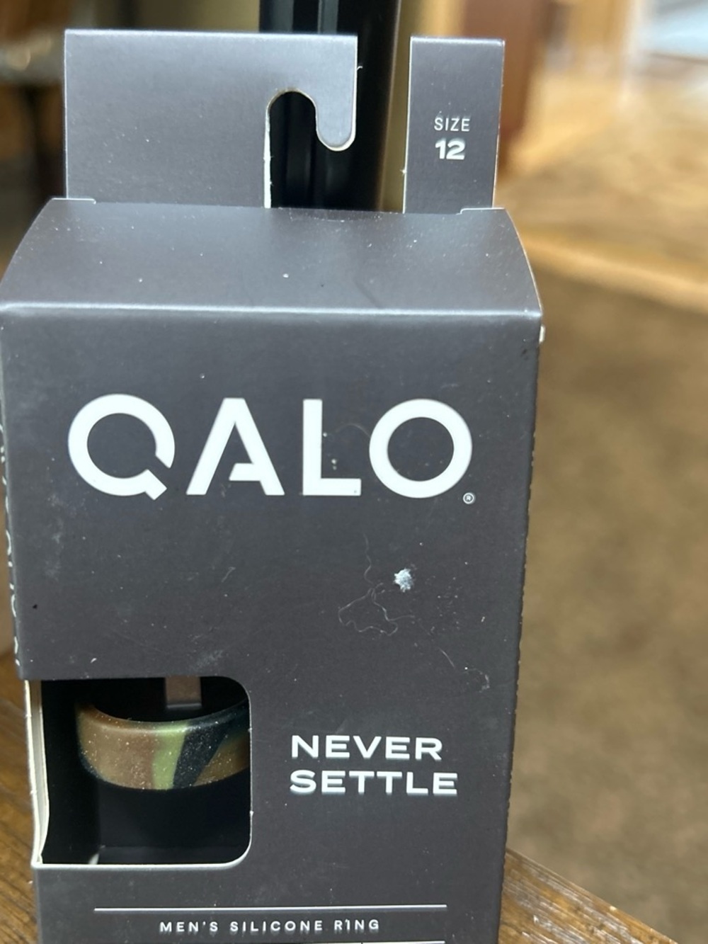 QALO Men's Silicone Ring in Camo Green and Black - Size 12